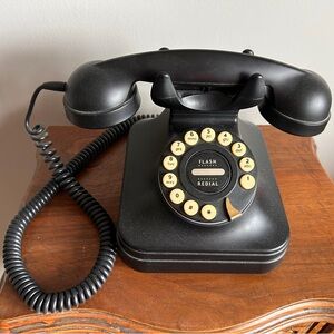 Pottery Barn Matte Black Desk Phone with Push Button Dial